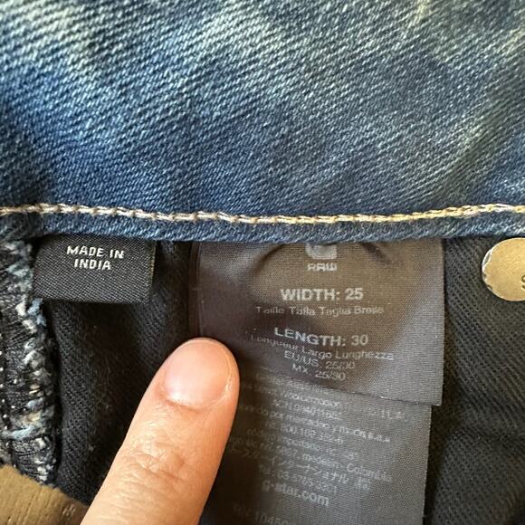 G-STAR RAW Custom Mid Skinny Jeans Blue Denim Low Rise Biker Moto - Picture 9 of 15